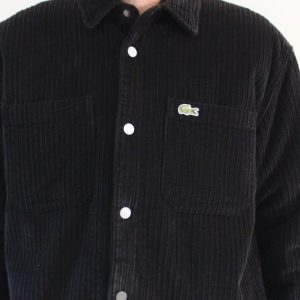 Lacoste Surchemise Oversize Velours Côtelé Noir