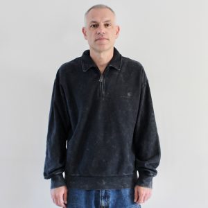 Carhartt Wip Lambert Polo Sweat Black moon wash