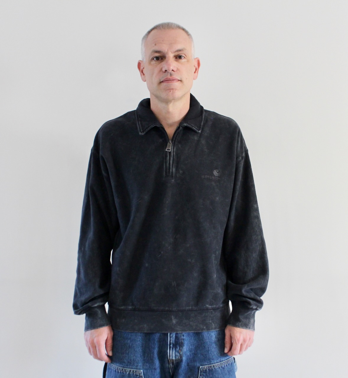 Carhartt Wip Lambert Polo Sweat Black moon wash