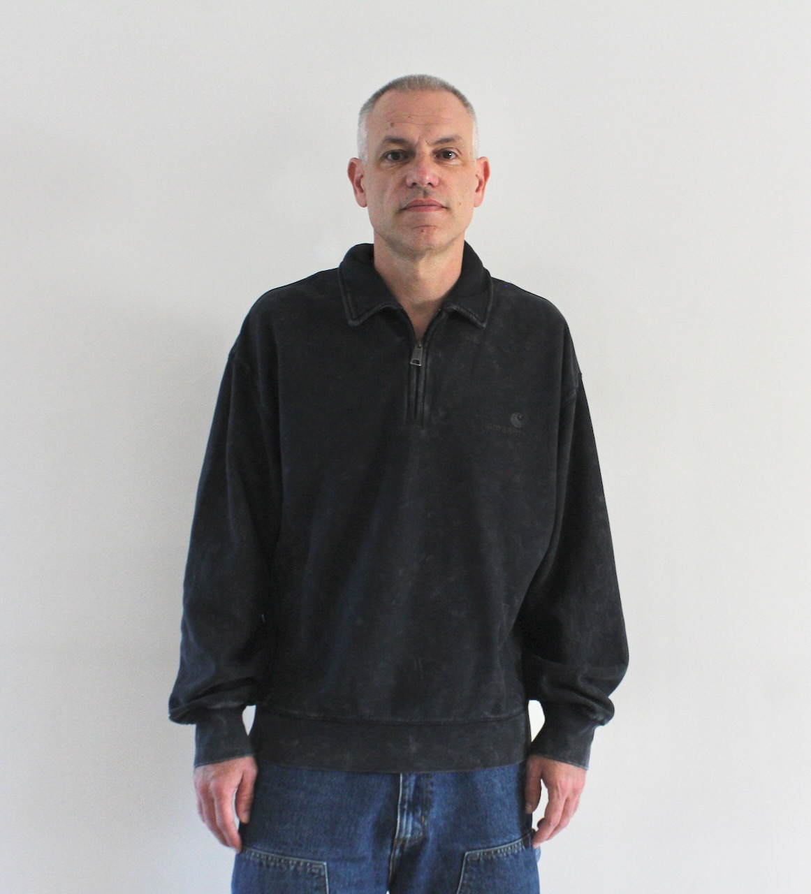 Carhartt Wip Lambert Polo Sweat Black moon wash