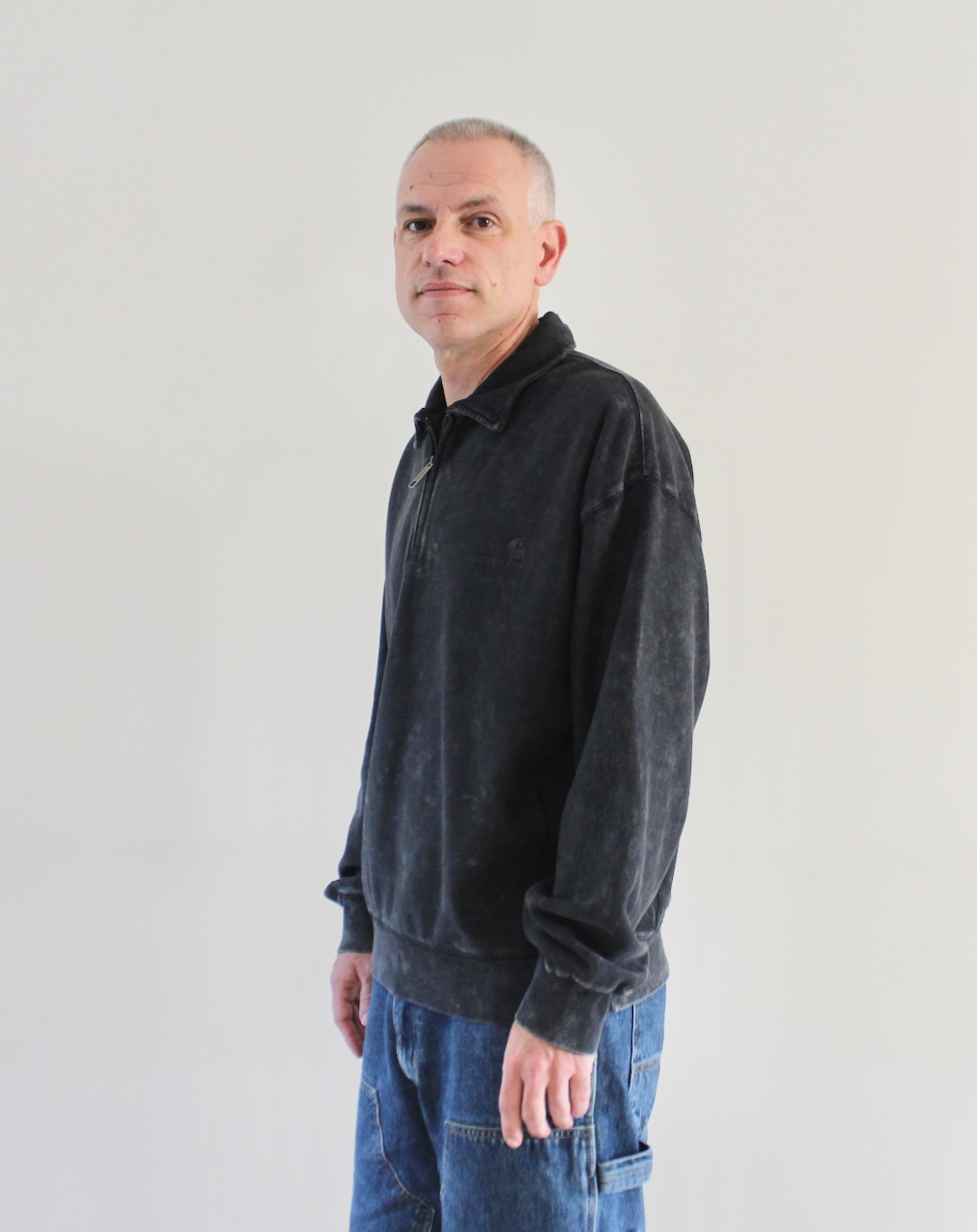 Carhartt Wip Lambert Polo Sweat Black moon wash