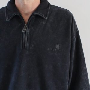 Carhartt Wip Lambert Polo Sweat Black moon wash