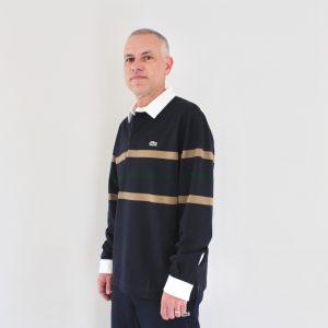 Lacoste Polo à rayures manches Longues Bleu Marine Marron Vert