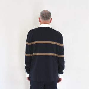 Lacoste Polo à rayures manches Longues Bleu Marine Marron Vert