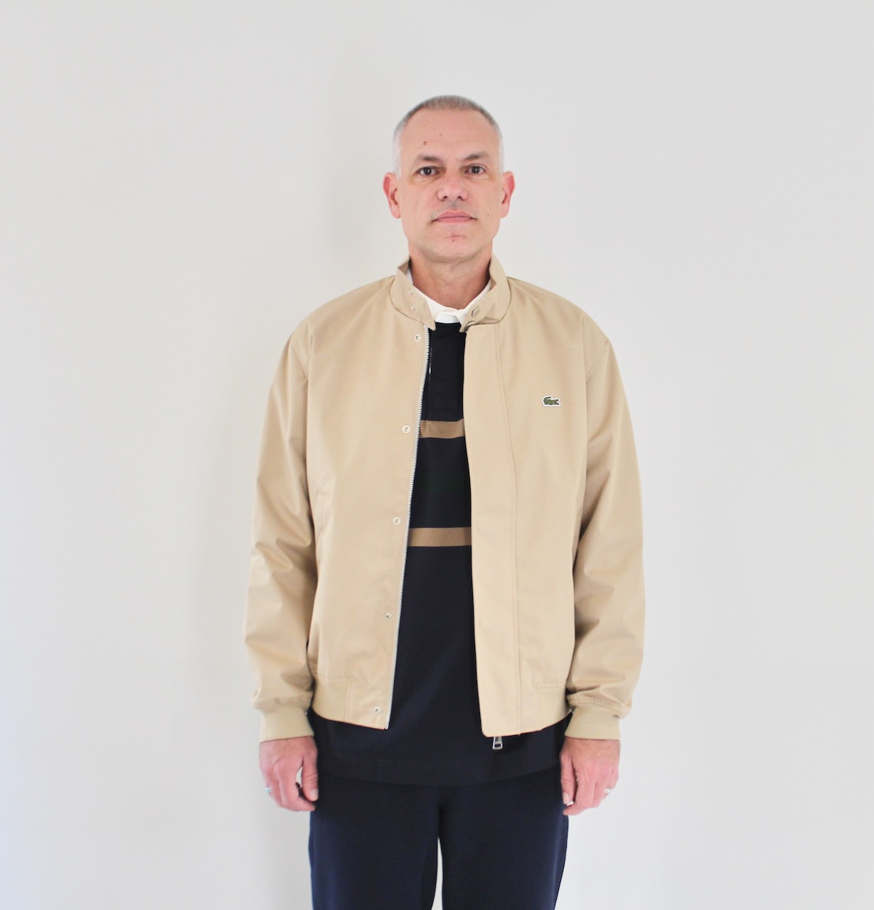Lacoste Veste Harrington en Twill Déperlant Beige