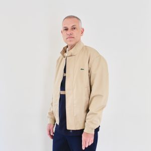 Lacoste Veste Harrington en Twill Déperlant Beige