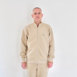 Lacoste Track Jacket en Piqué de Coton Beige