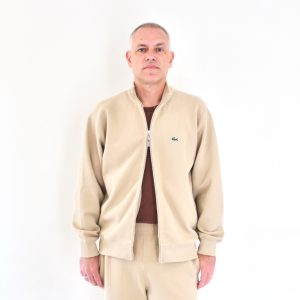 Lacoste Track Jacket en Piqué de Coton Beige