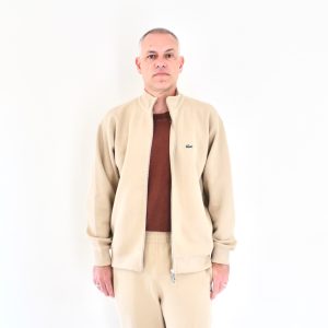 Lacoste Track Jacket en Piqué de Coton Beige