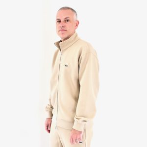 Lacoste Track Jacket en Piqué de Coton Beige