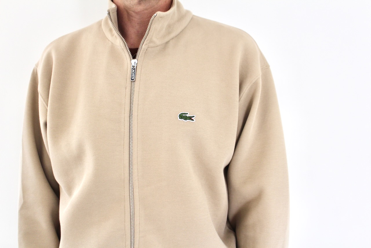 Lacoste Track Jacket en Piqué de Coton Beige