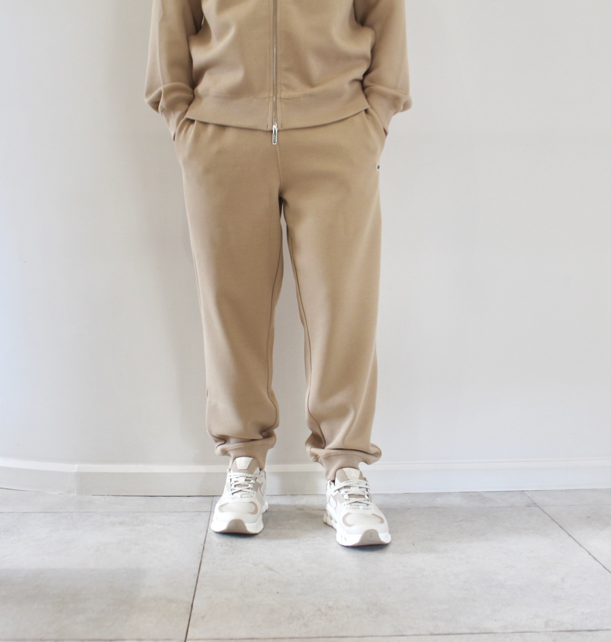 Lacoste Track Pant Piqué de Coton Beige