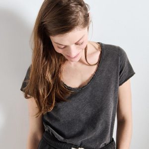 Sonoma t-shirt col V noir vintage