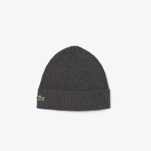 Lacoste Bonnet Laine Gris Chiné