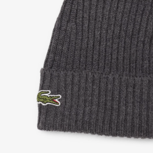 Lacoste Bonnet Laine Gris Chiné
