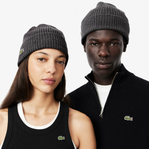 Lacoste Bonnet Laine Gris Chiné