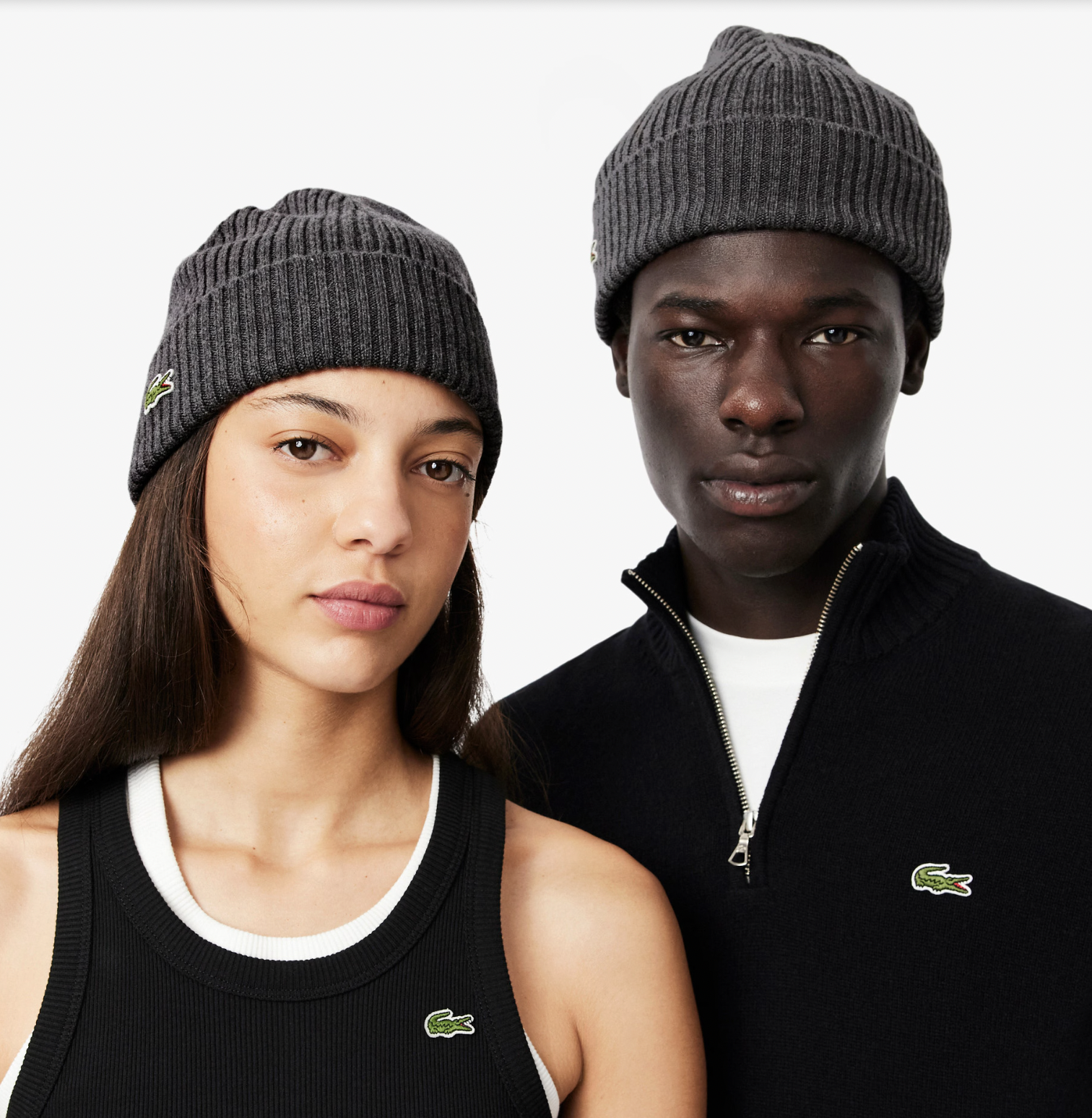 Lacoste Bonnet Laine Gris Chiné