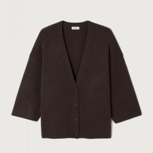 AMV Damsville Gilet Col V boutonné Brune chiné