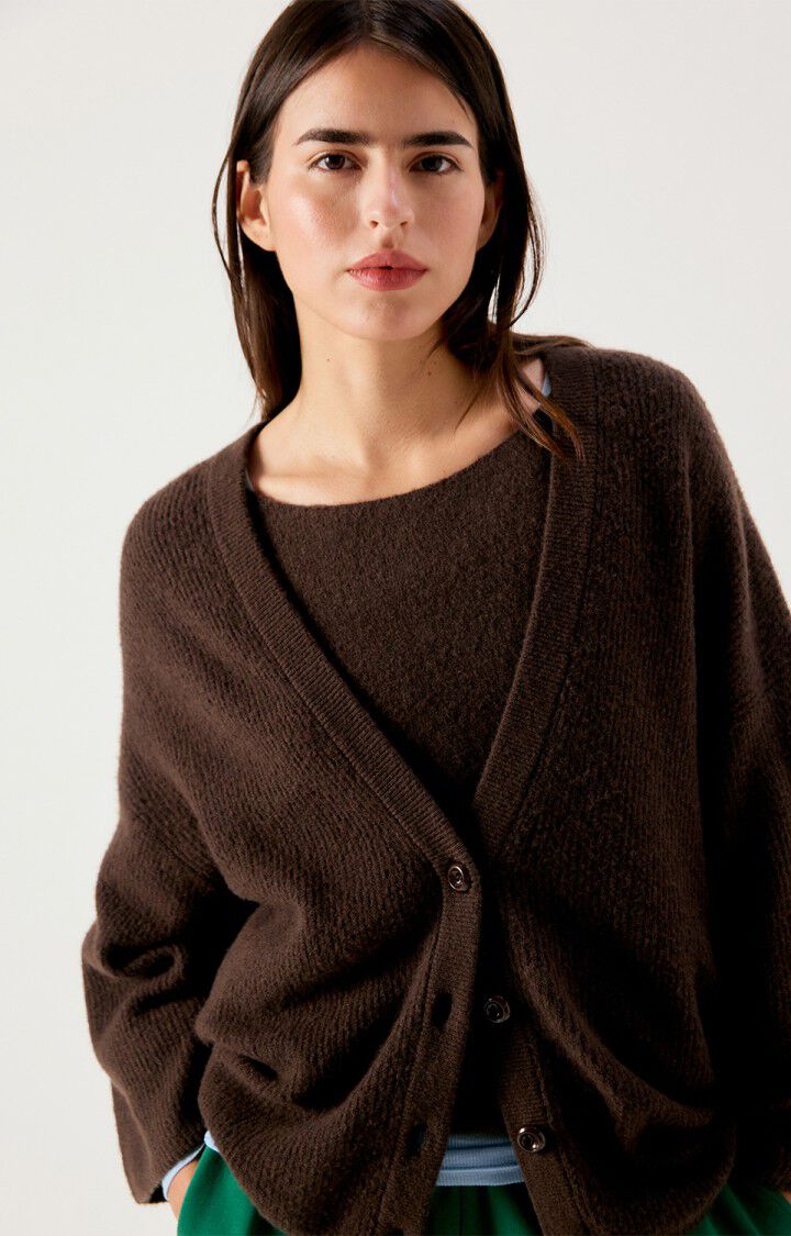 AMV Damsville Gilet Col V boutonné Brune chiné