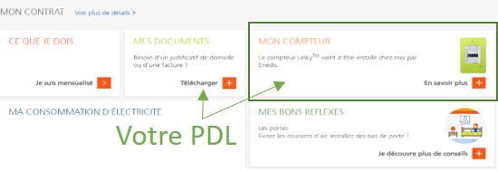 Le PDL dans l'espace client EDF