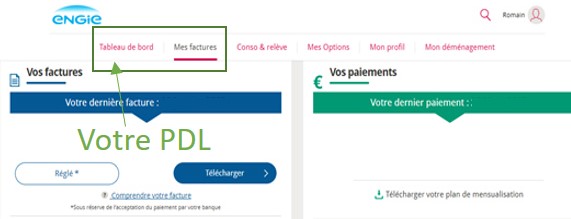 Trouver son PDL Engie sur l'espace client