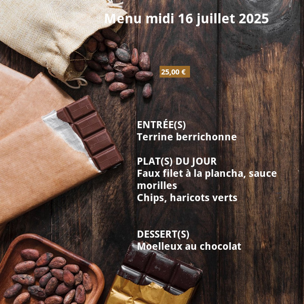Menu midi 16 juillet 2025