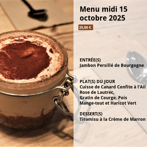 Menu midi 15 octobre 2025