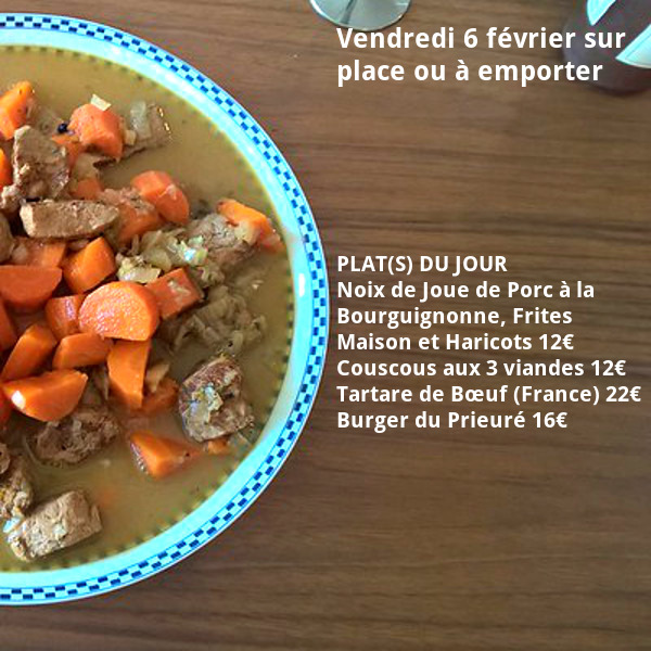 Vendredi 6 février sur place ou à emporter