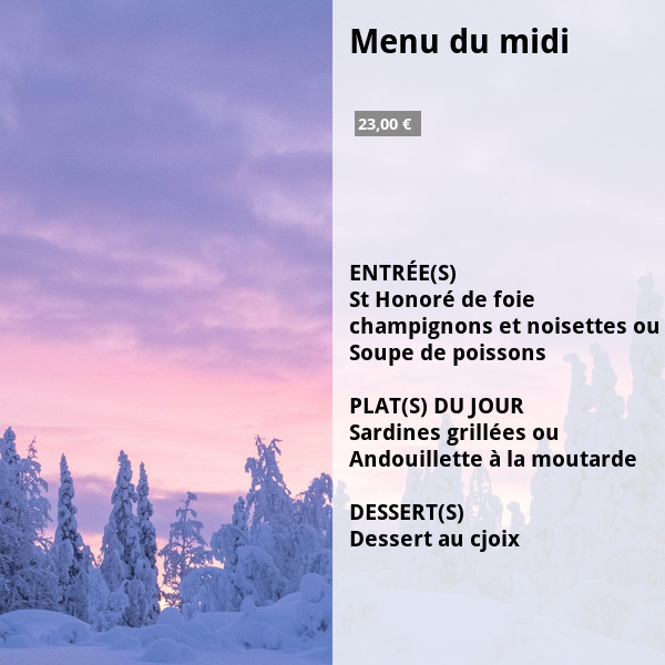 Menu du midi