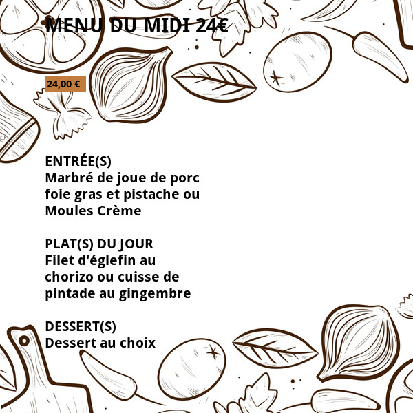 Menu du midi 24€