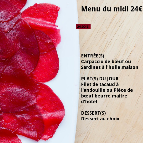 Menu du midi 24€