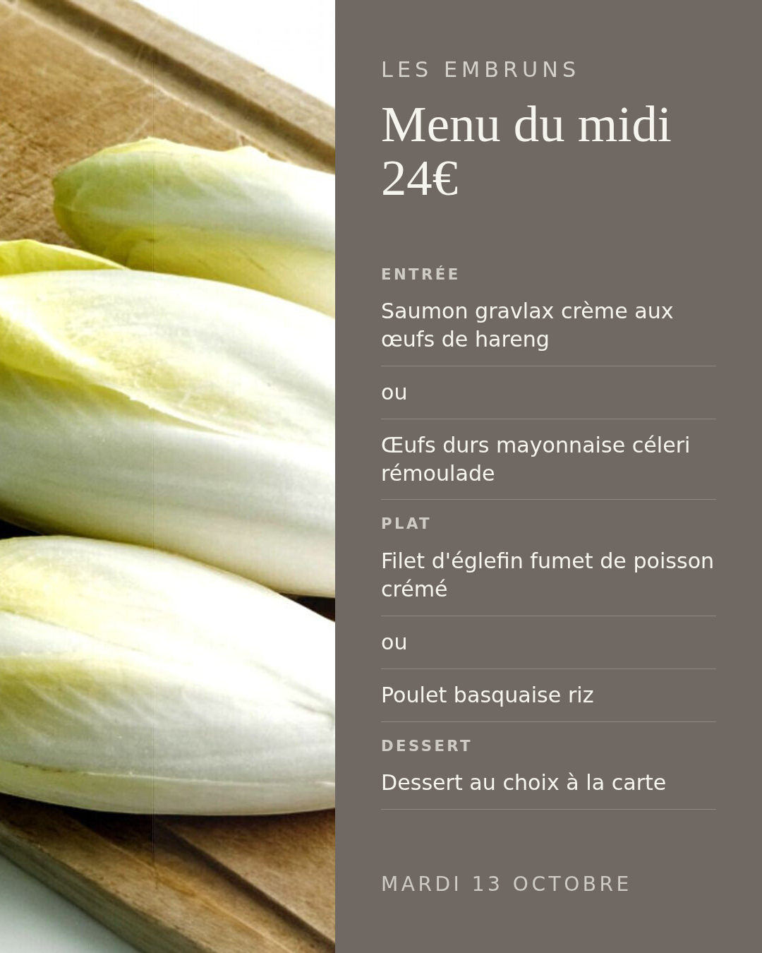 Menu du midi 24€
