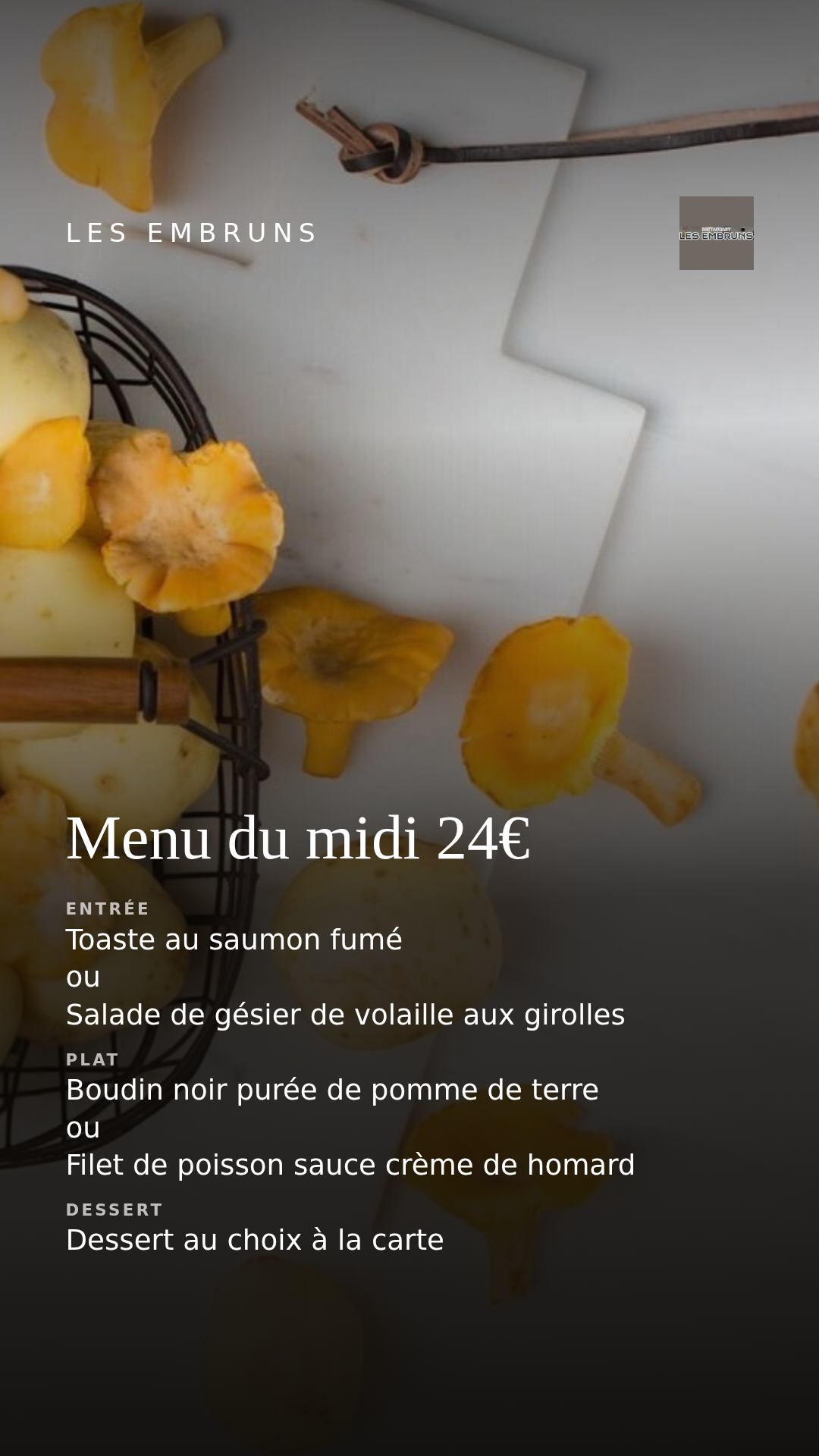 Menu du midi 24€