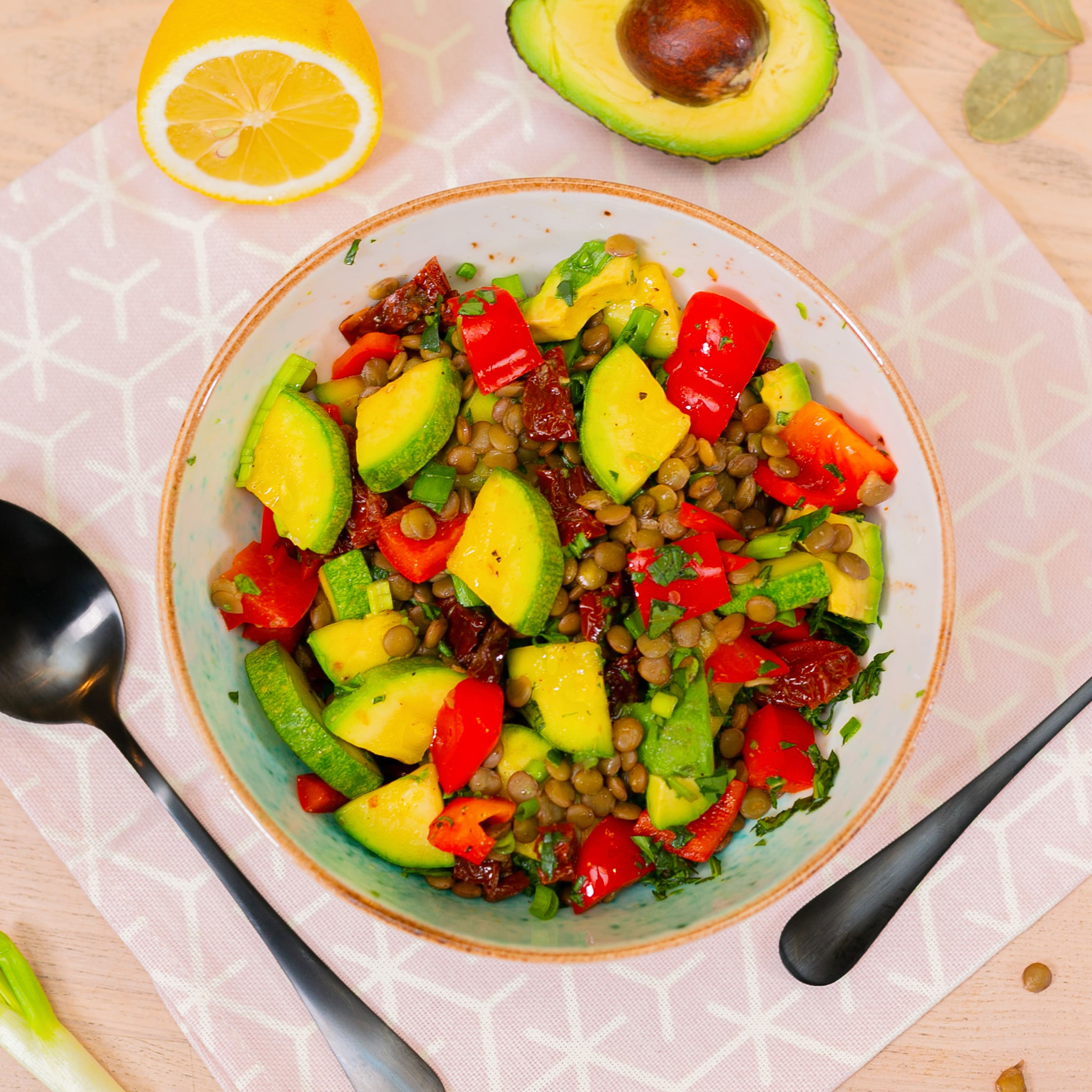 Lentil Salad with Pepper and Basil — step-by-step recipe with photos, videos, kbju and ingredients