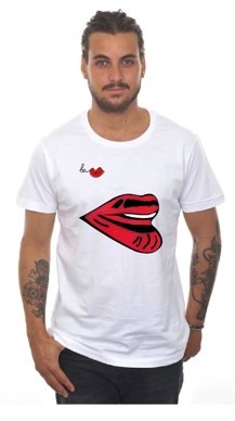 T-shirt blanc bouche gauche - Ba.bouche