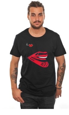 T-shirt noir bouche gauche - Ba.bouche