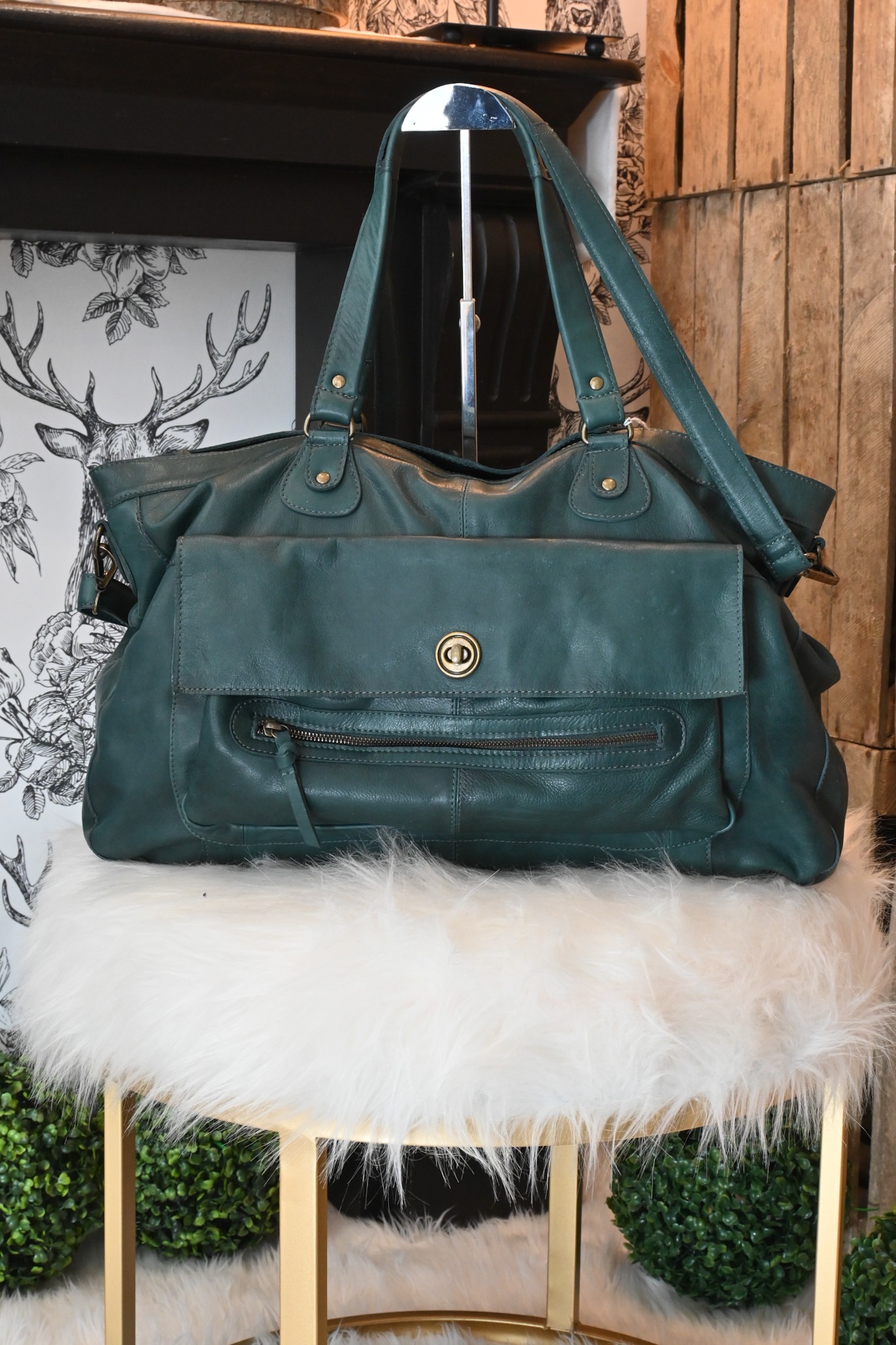 Sac vert en cuir