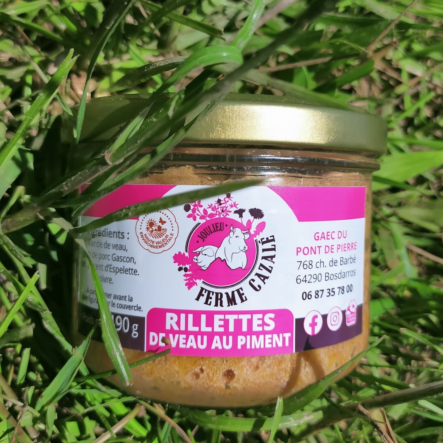 Rillettes de veau au piment et au bon gras de porc Gascon (190g)