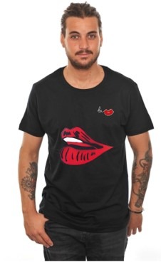 T-shirt noir bouche droite - Ba.bouche