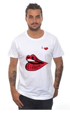 T-shirt blanc bouche droite - Ba.bouche