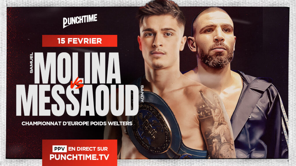 Affiche officielle de la diffusion du combat Molina vs Messaoud sur Punchtime TV.