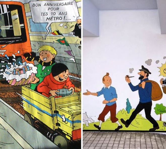 Les personnages d'Hergé et le métro