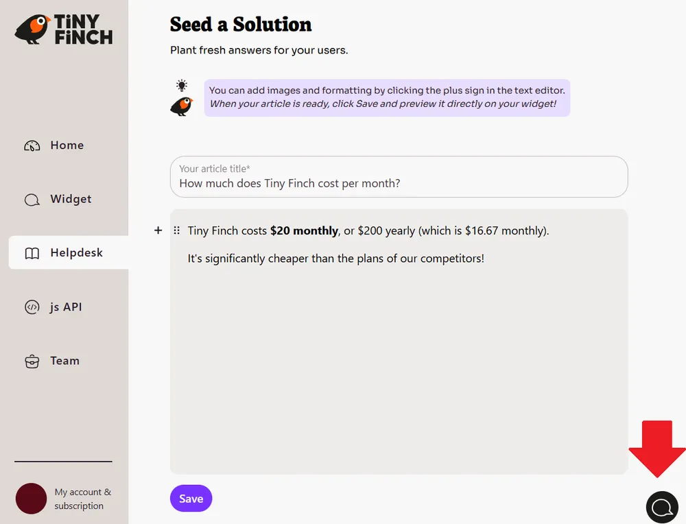Click on the live chat button to preview.