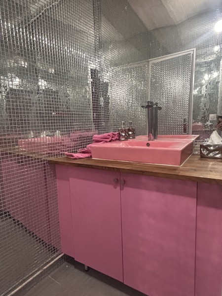 Rose et argent pour des toilettes inatendues.