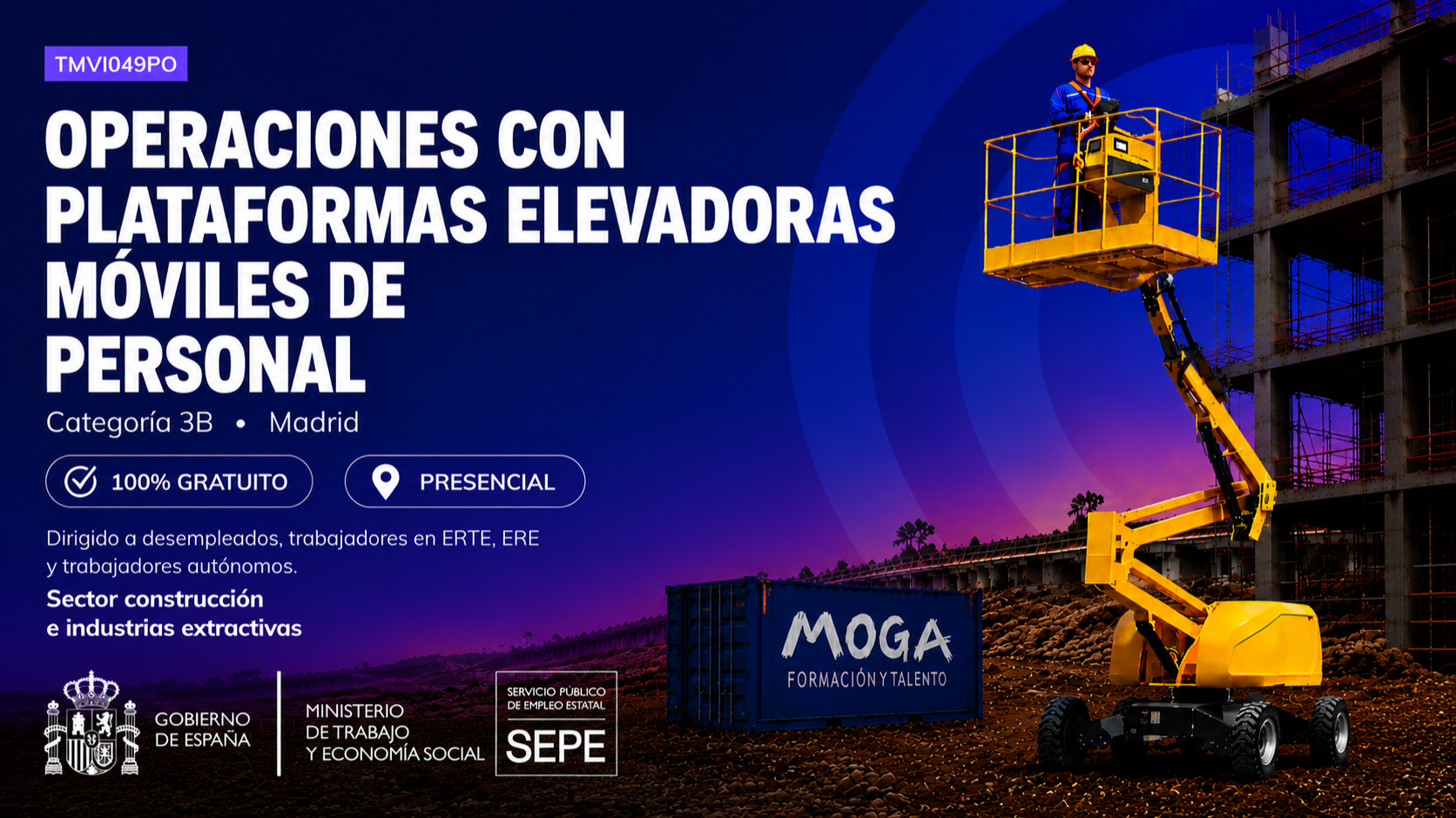 TMVI049PO OPERACIONES CON PLATAFORMAS ELEVADORAS MOVILES DE PERSONAL CATEGORIAS 3B Madrid