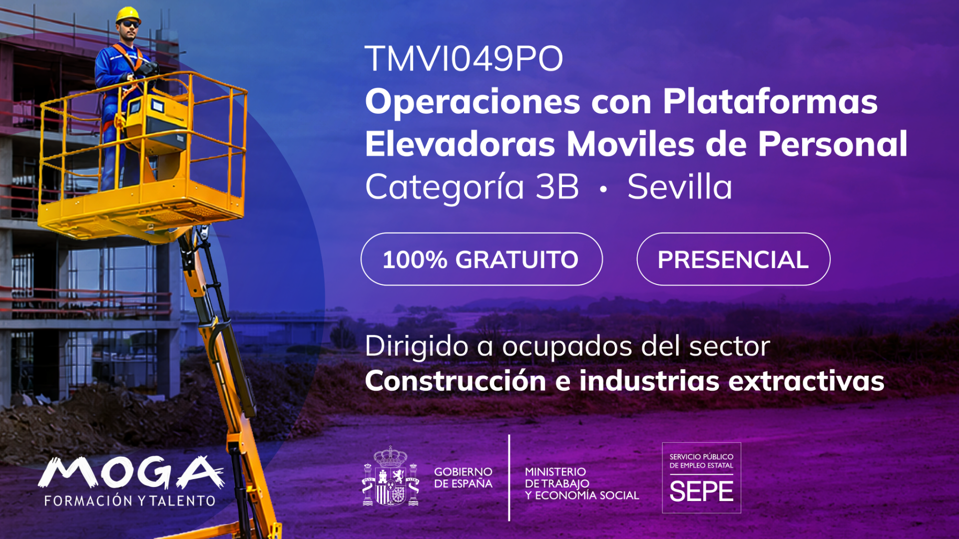 TMVI049PO OPERACIONES CON PLATAFORMAS ELEVADORAS MOVILES DE PERSONAL CATEGORIAS 3B Sevilla