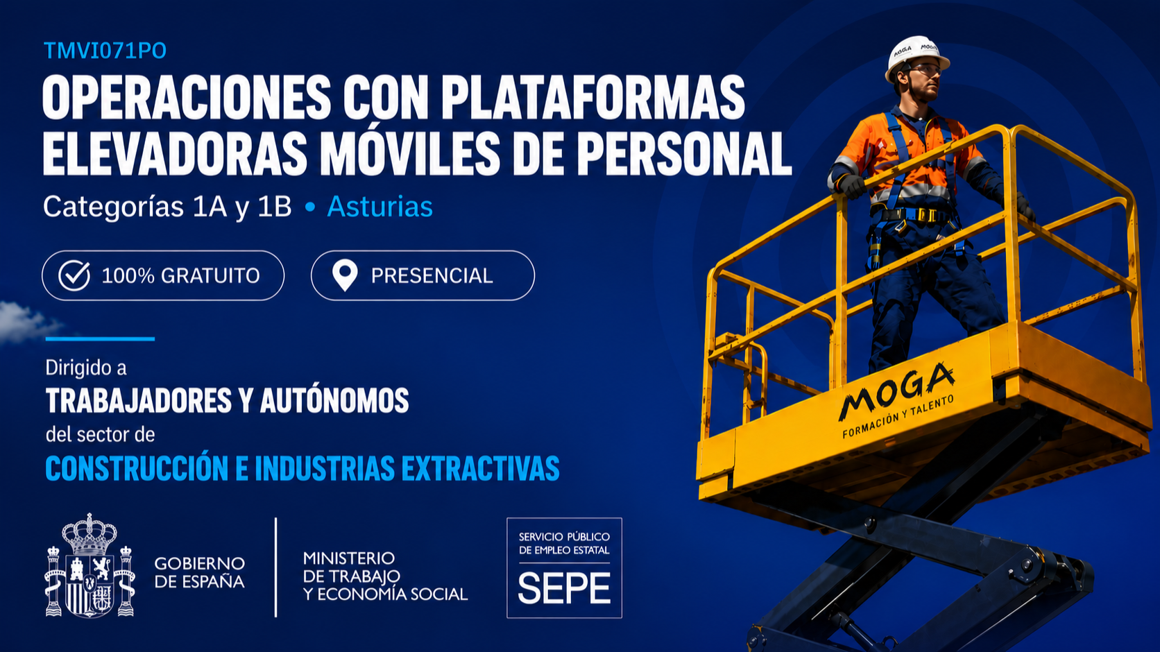 TMVI071PO OPERACIONES CON PLATAFORMAS ELEVADORAS MOVILES DE PERSONAL CATEGORIAS 1A Y 1B Asturias