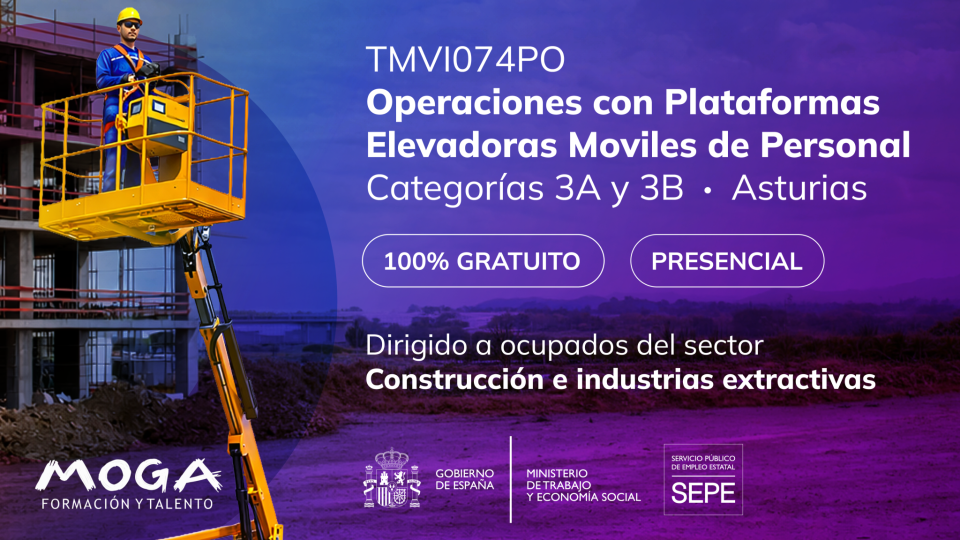 TMVI074PO OPERACIONES CON PLATAFORMAS ELEVADORAS MOVILES DE PERSONAL CATEGORIAS 3A Y 3B Asturias