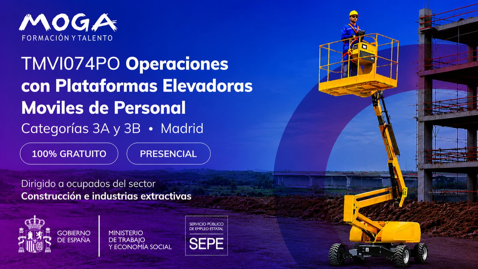 TMVI074PO OPERACIONES CON PLATAFORMAS ELEVADORAS MOVILES DE PERSONAL CATEGORIAS 3A Y 3B Madrid