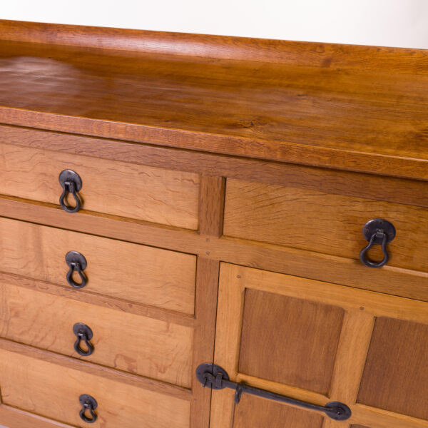 Classic Mouseman 5ft Tall Sideboard / Dresser Base With Hand Adzed Top